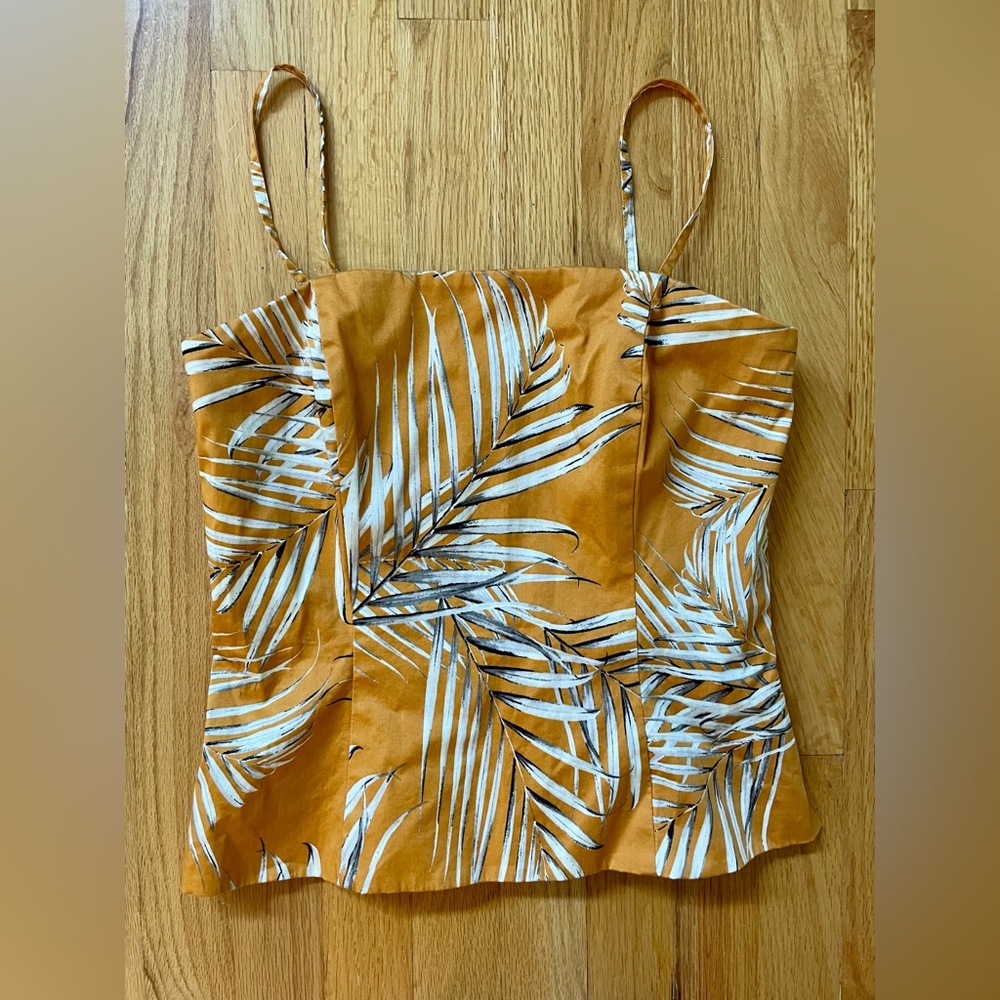 White House Black Market Orange and White Blouse